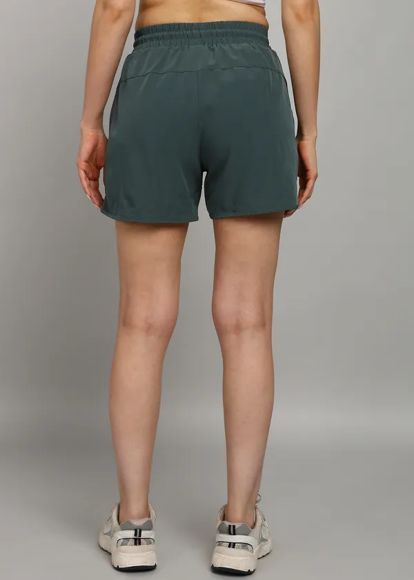 English_Green_Solid_Shorts_For_Women