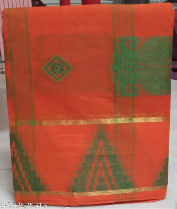 Orange_Bengali_Pure_Cotton_Handloom_Saree_-_Bengal_Tant_Saree_Daily_Wearwithout_Blouse_For_Women