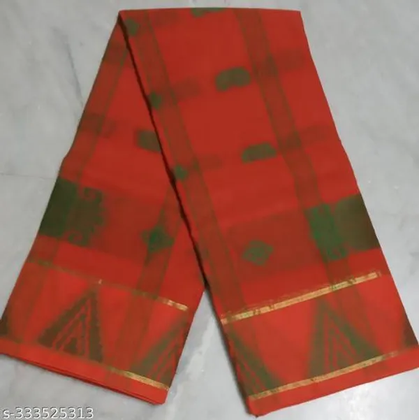 Orange_Bengali_Pure_Cotton_Handloom_Saree_-_Bengal_Tant_Saree_Daily_Wearwithout_Blouse_For_Women