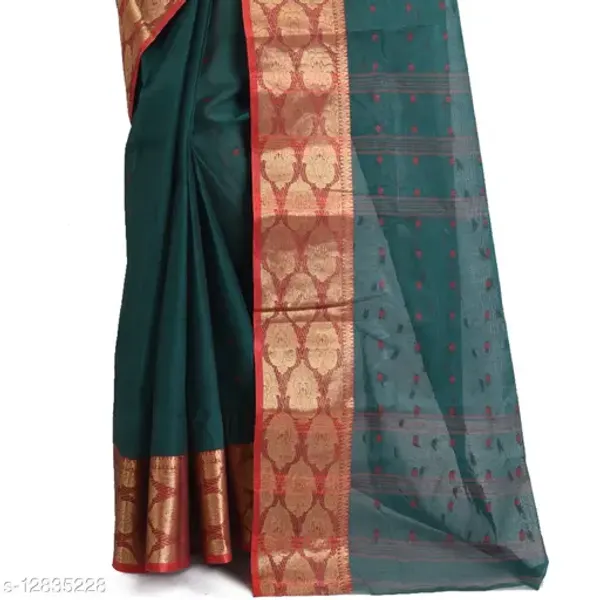 Bottole_Green_Pure_Cotton_Tant_Sareewithout_Blouse_For_Women