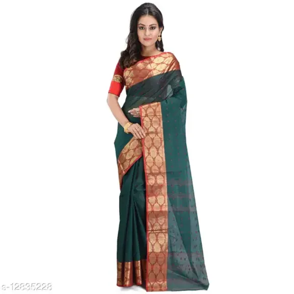 Bottole_Green_Pure_Cotton_Tant_Sareewithout_Blouse_For_Women