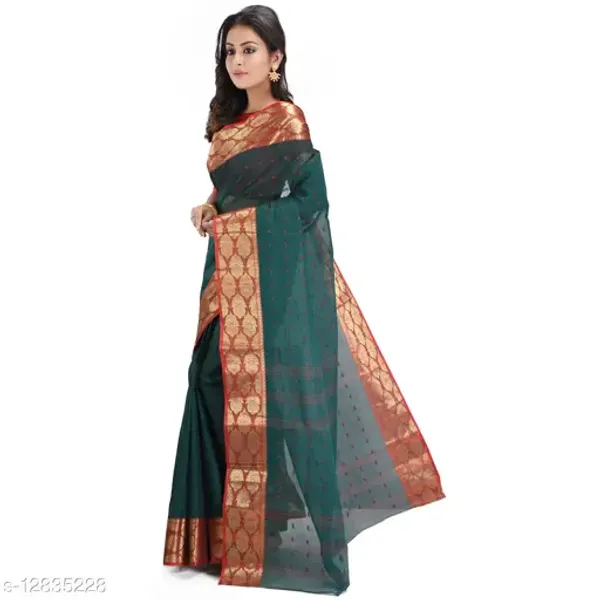 Bottole_Green_Pure_Cotton_Tant_Sareewithout_Blouse_For_Women