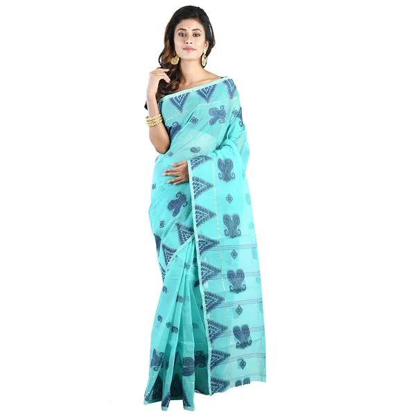 C-Green_Pure_Cotton_Saree_Without_Blouse_Piece_For_Women