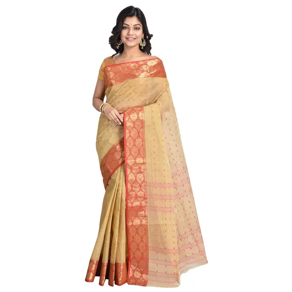 Tashore_colour_Pure_Cotton_Woven_Saree_Without_Blouse_Piece_For_Women