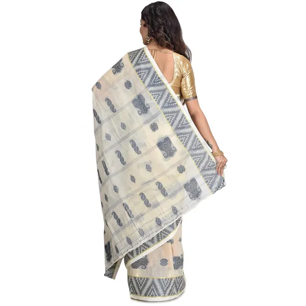 Off_White_Pure__Cotton_Saree_For_Women_without_blouse