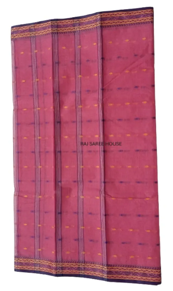 Rose_Pink__Bengali_100%_Pure_Cotton_Saree_-_Handloom_Saree_Daily_Wear_Tant_Saree_without_Blouse_For_Women