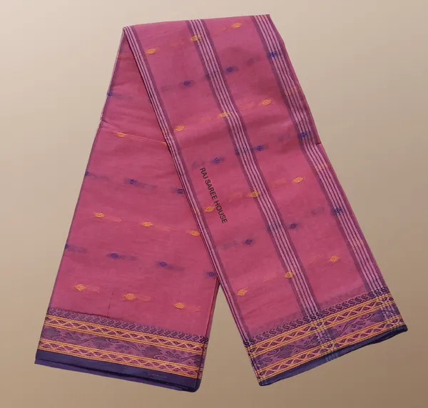 Rose_Pink__Bengali_100%_Pure_Cotton_Saree_-_Handloom_Saree_Daily_Wear_Tant_Saree_without_Blouse_For_Women
