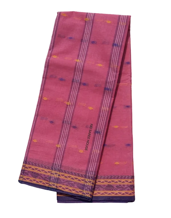 Rose_Pink__Bengali_100%_Pure_Cotton_Saree_-_Handloom_Saree_Daily_Wear_Tant_Saree_without_Blouse_For_Women