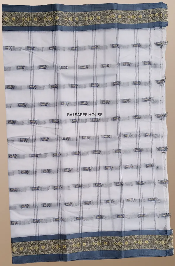 White-Gray__Bengali_100%_Pure_Cotton_Saree_-_Handloom_Saree_Daily_Wear_Tant_Saree_without_Blouse_For_Women