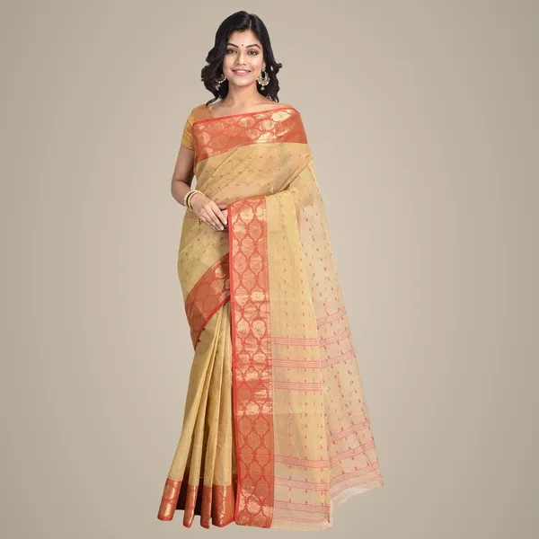 Tashore_colour_Pure_Cotton_Woven_Saree_Without_Blouse_Piece_For_Women