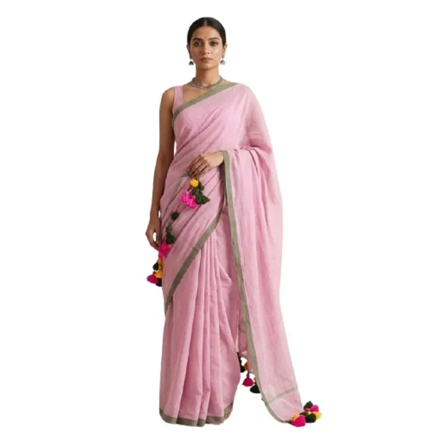 Rose_Pink_with__Light_Green_Bengali_Mol_Soft_Pure_Cotton__Saree_-_Handloom_Saree_Daily_Wear_Tant_Saree_without_Blouse_For_Women