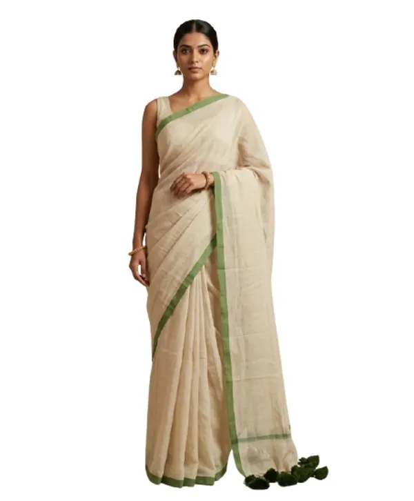 English_Colour_with__Light_Green_Edge_Bengali_Mol_Soft_100%_Pure_Cotton__Saree_-_Handloom_Saree_Daily_Wear_Tant_Saree_without_Blouse_For_Women00