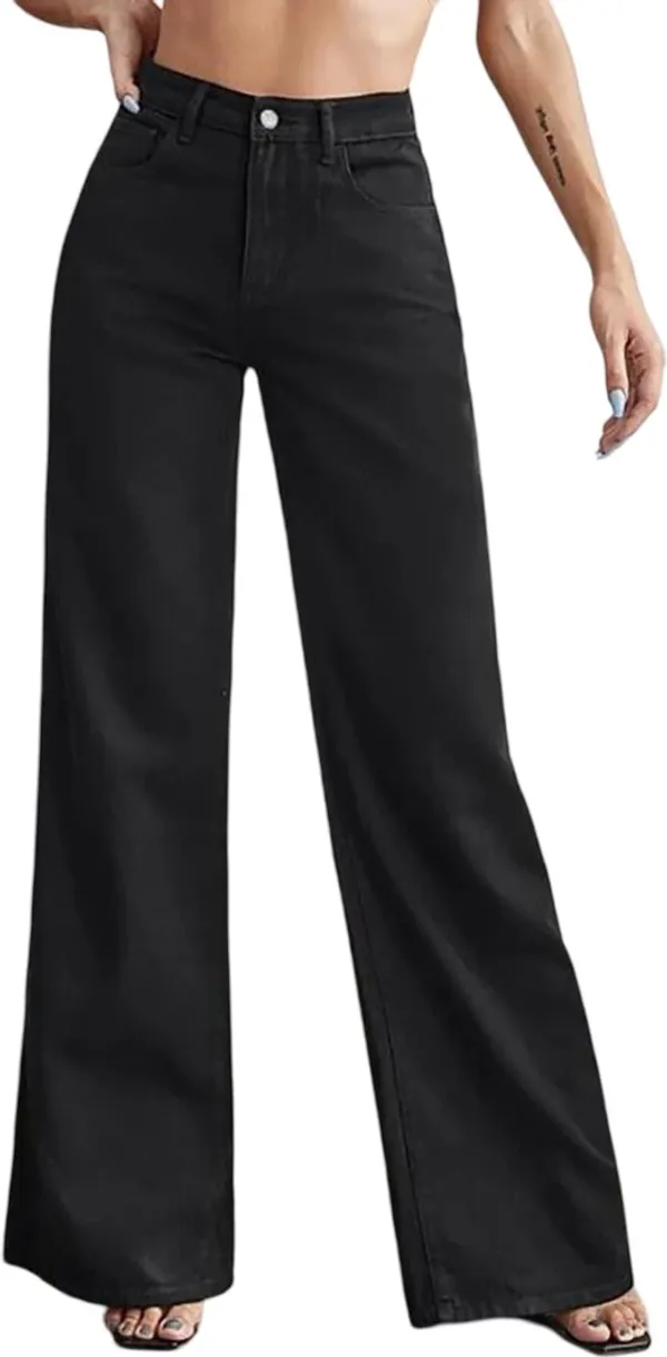 Black_High_Rise_Denim_Blend_Jeans_For_Women