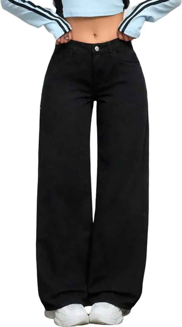 Black_High_Rise_Denim_Blend_Jeans_For_Women