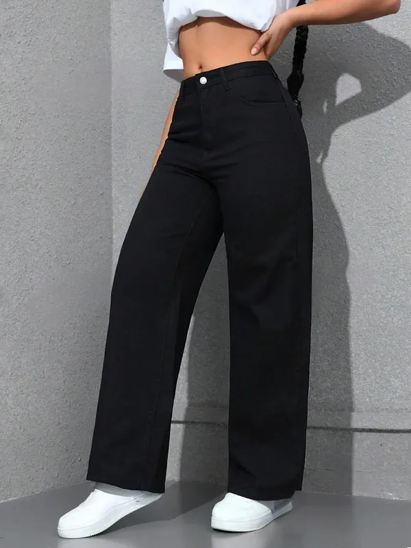 Black_High_Rise_Denim_Blend_Jeans_For_Women