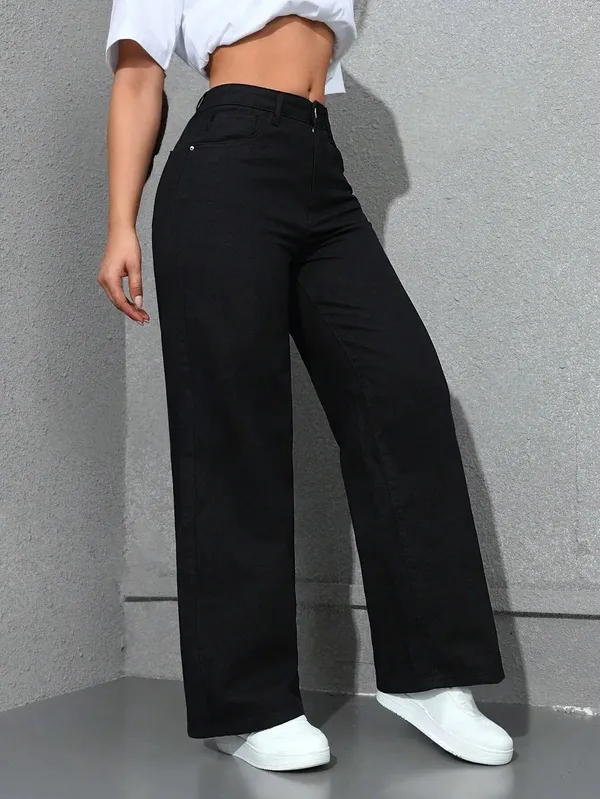 Black_High_Rise_Denim_Blend_Jeans_For_Women