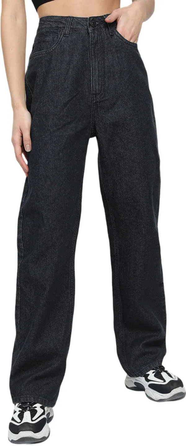 Black_High_Rise_Denim_Blend_Jeans_For_Women