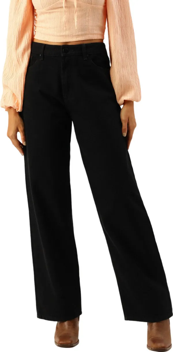 Black_High_Rise_Denim_Blend_Jeans_For_Women