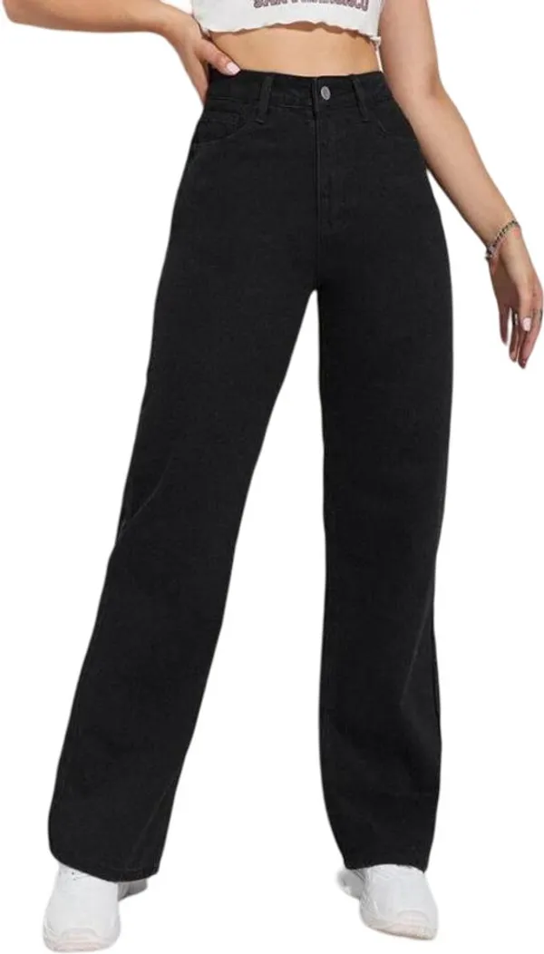 Black_High_Rise_Denim_Blend_Jeans_For_Women