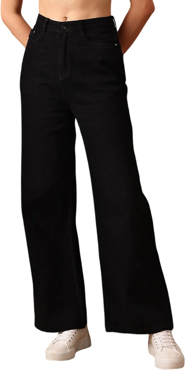 Black_High_Rise_Denim_Blend_Jeans_For_Women