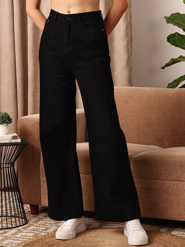 Black_High_Rise_Denim_Blend_Jeans_For_Women