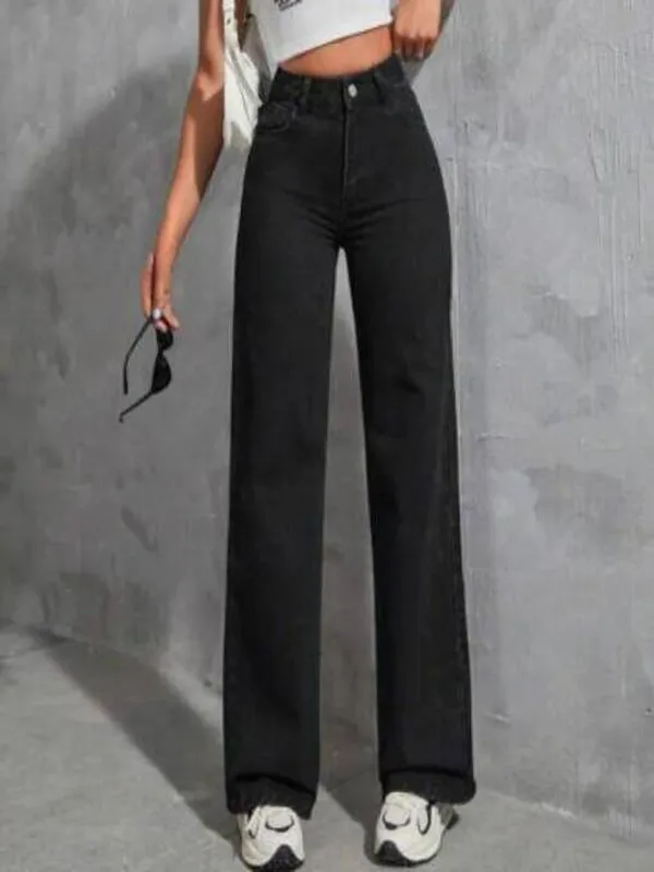 Black_High_Rise_Denim_Blend_Jeans_For_Women