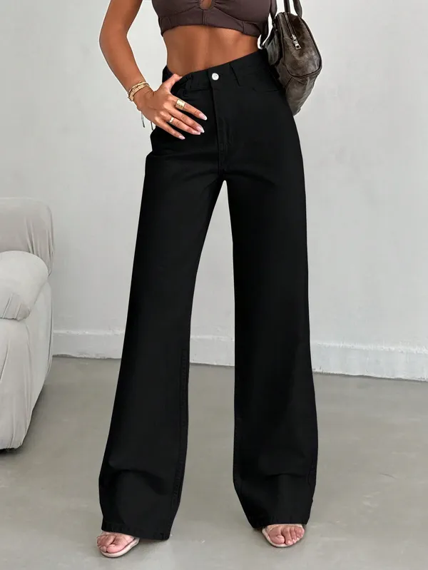 Black_High_Rise_Denim_Blend_Jeans_For_Women