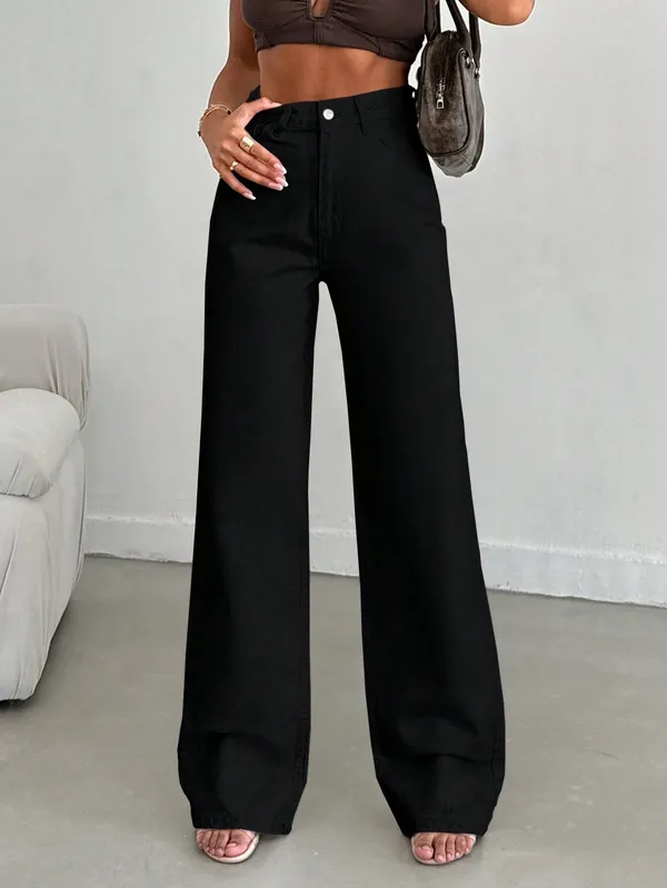 Black_High_Rise_Denim_Blend_Jeans_For_Women