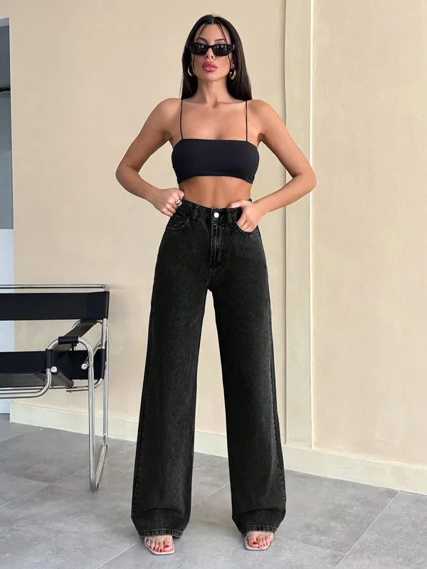 Black_High_Rise_Denim_Blend_Jeans_For_Women