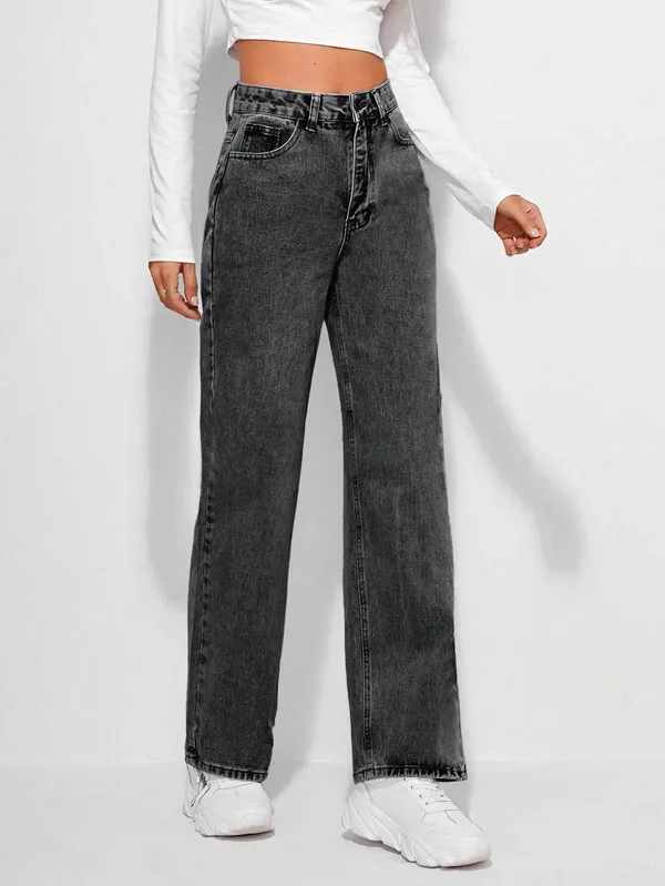 Black_High_Rise_Denim_Blend_Jeans_For_Women