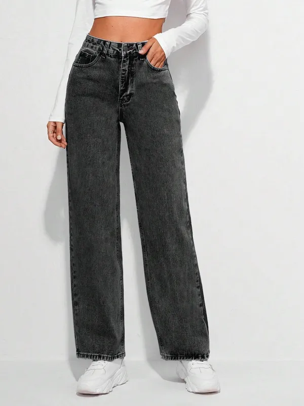 Black_High_Rise_Denim_Blend_Jeans_For_Women