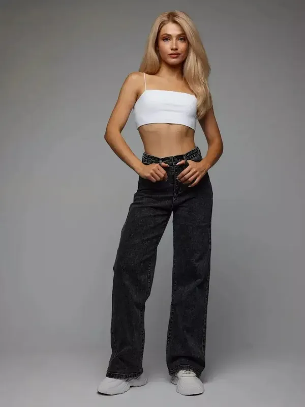 Black_High_Rise_Denim_Blend_Jeans_For_Women