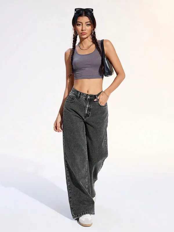 Black_High_Rise_Denim_Blend_Jeans_For_Women