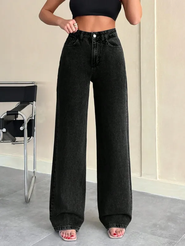 Black_High_Rise_Denim_Blend_Jeans_For_Women