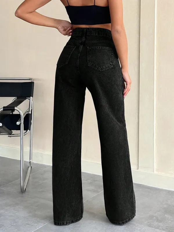 Black_High_Rise_Denim_Blend_Jeans_For_Women