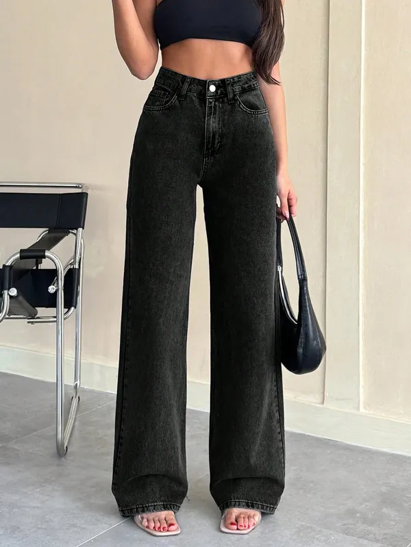 Black_High_Rise_Denim_Blend_Jeans_For_Women