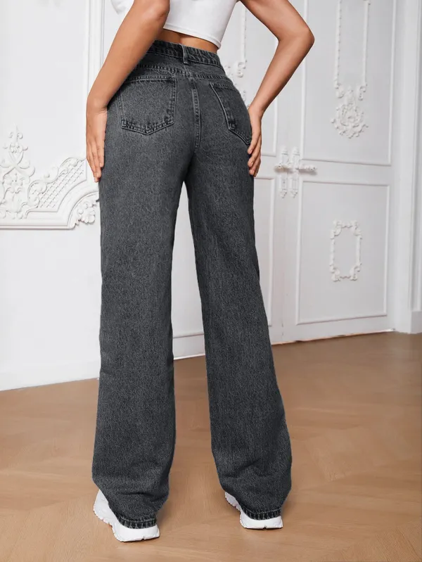 Dark_Grey_High_Rise_Denim_Blend_Jeans_For_Women