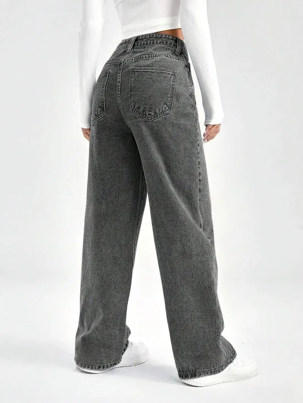 Dark_Grey_High_Rise_Denim_Blend_Jeans_For_Women