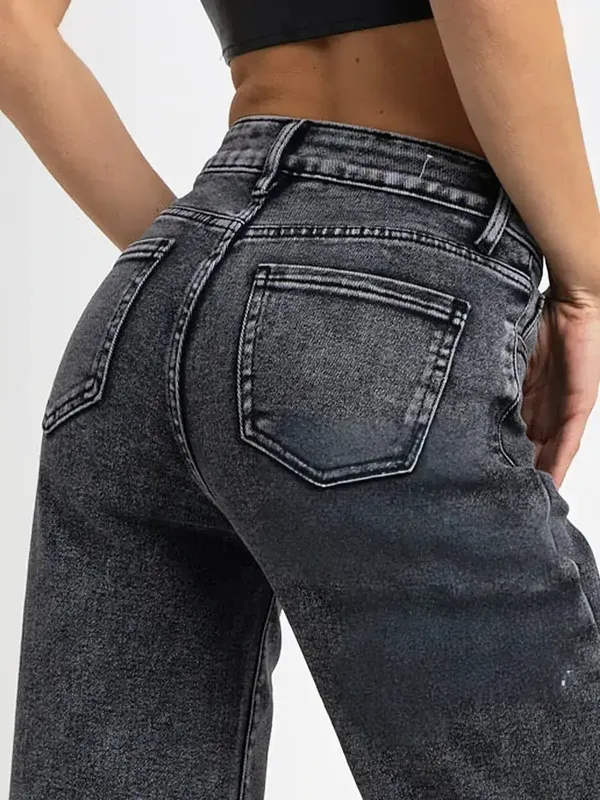 Dark_Grey_High_Rise_Denim_Blend_Jeans_For_Women