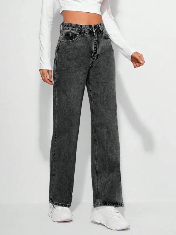 Dark_Grey_High_Rise_Denim_Blend_Jeans_For_Women