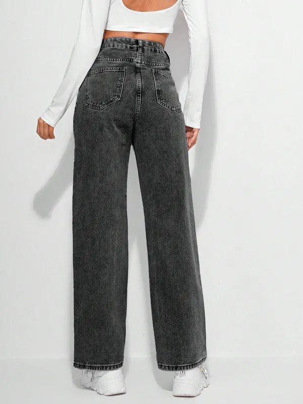Dark_Grey_High_Rise_Denim_Blend_Jeans_For_Women