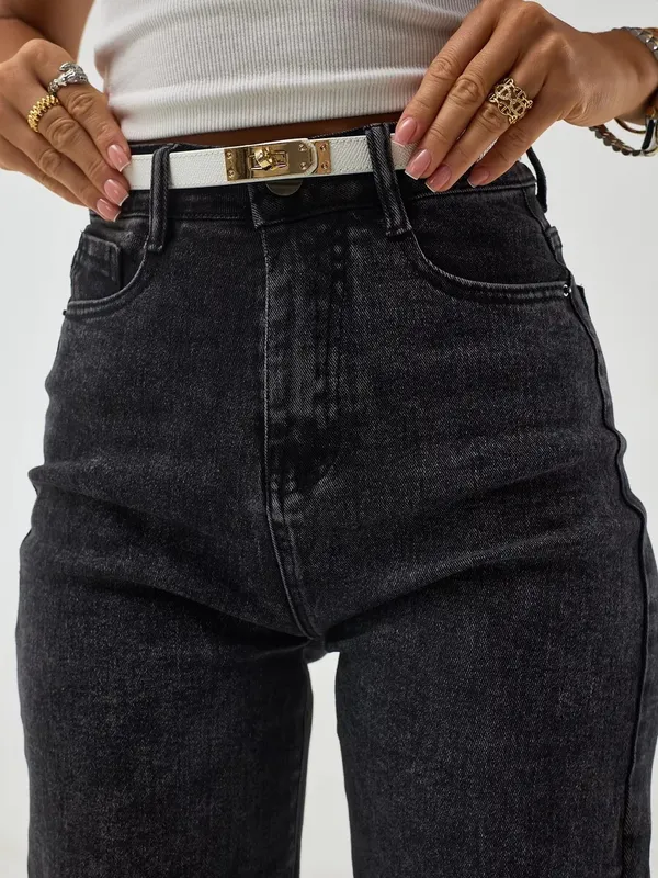 Dark_Grey_High_Rise_Denim_Blend_Jeans_For_Women