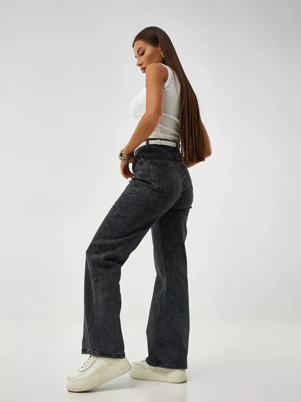 Dark_Grey_High_Rise_Denim_Blend_Jeans_For_Women
