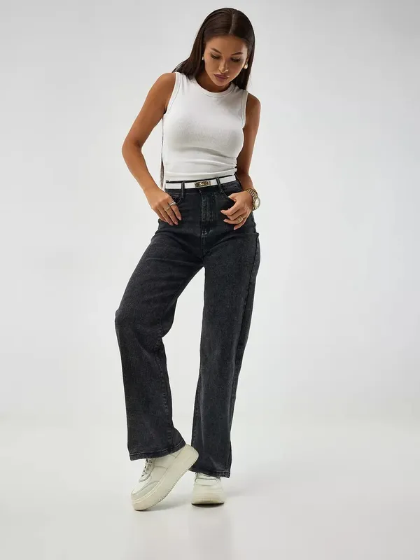 Dark_Grey_High_Rise_Denim_Blend_Jeans_For_Women