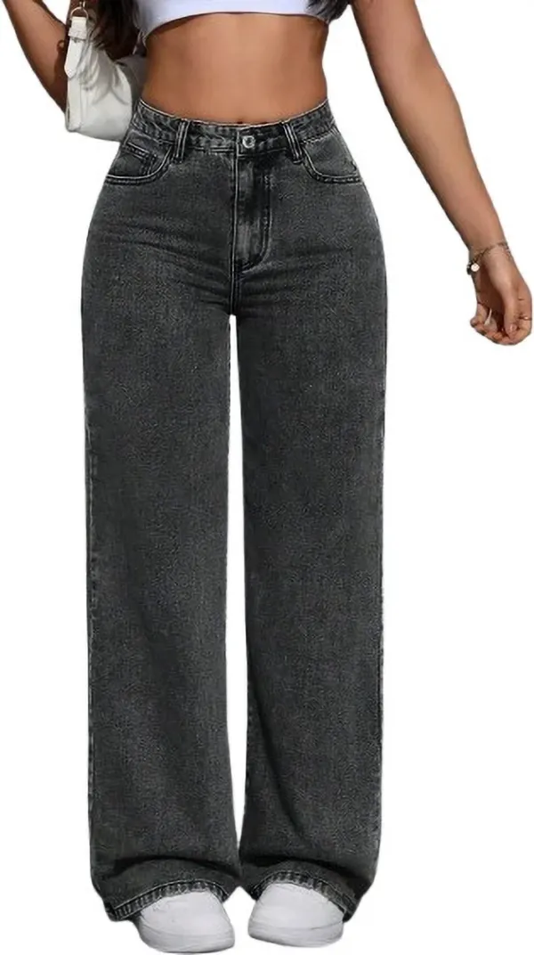 Dark_Grey_High_Rise_Denim_Blend_Jeans_For_Women