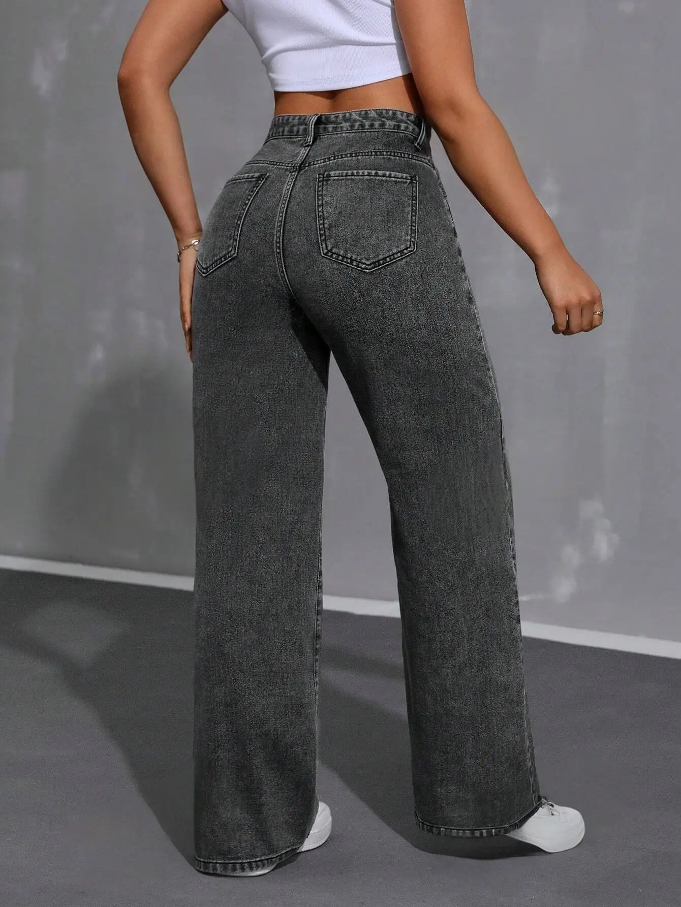 Dark_Grey_High_Rise_Denim_Blend_Jeans_For_Women