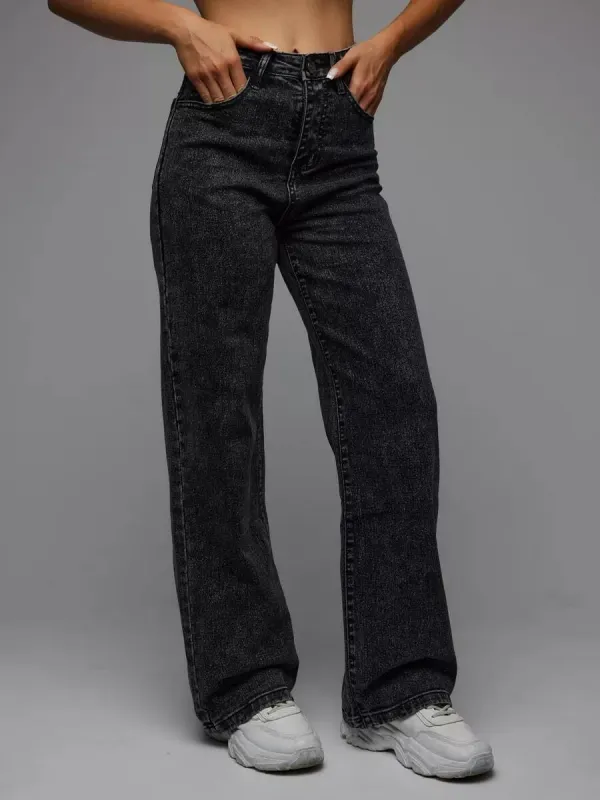 Dark_Grey_High_Rise_Denim_Blend_Jeans_For_Women