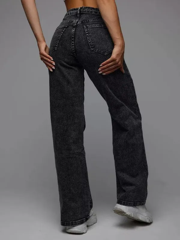 Dark_Grey_High_Rise_Denim_Blend_Jeans_For_Women