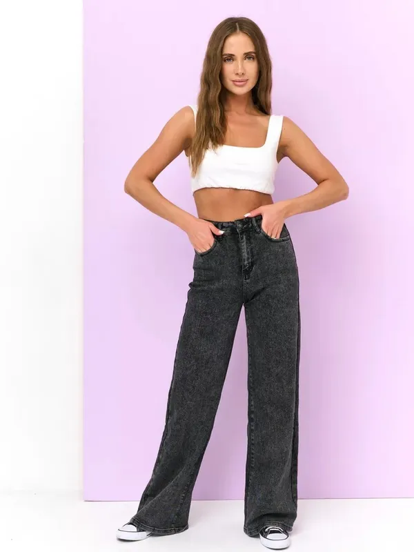 Dark_Grey_High_Rise_Denim_Blend_Jeans_For_Women