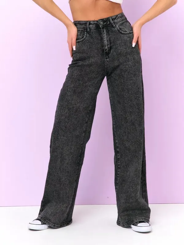 Dark_Grey_High_Rise_Denim_Blend_Jeans_For_Women